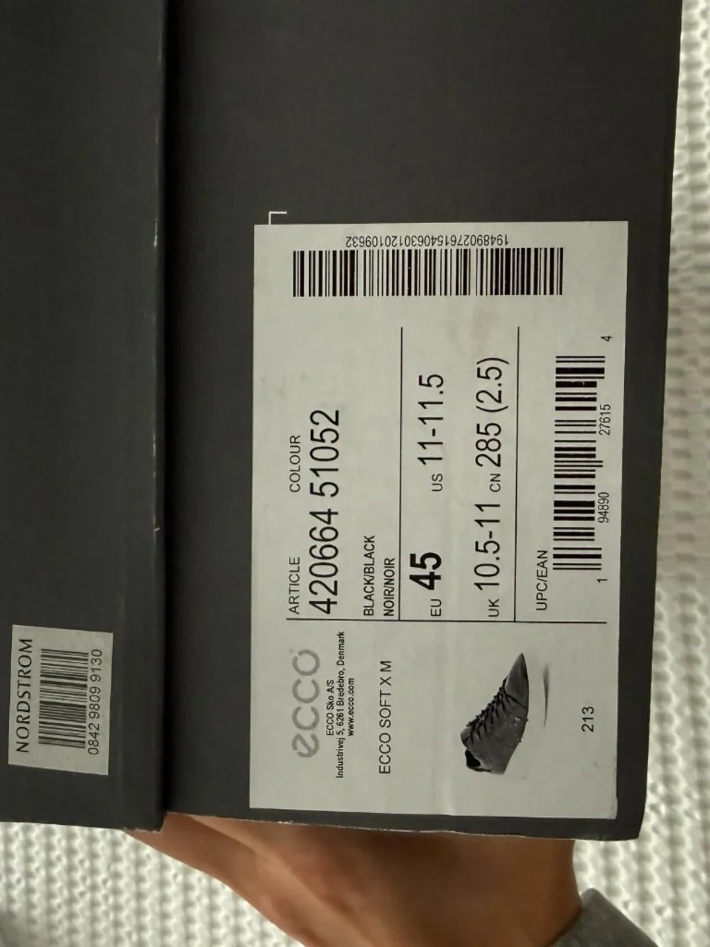 ECCO Soft X M Black Leather Sneakers Men’s EU 45 US 11-11.5